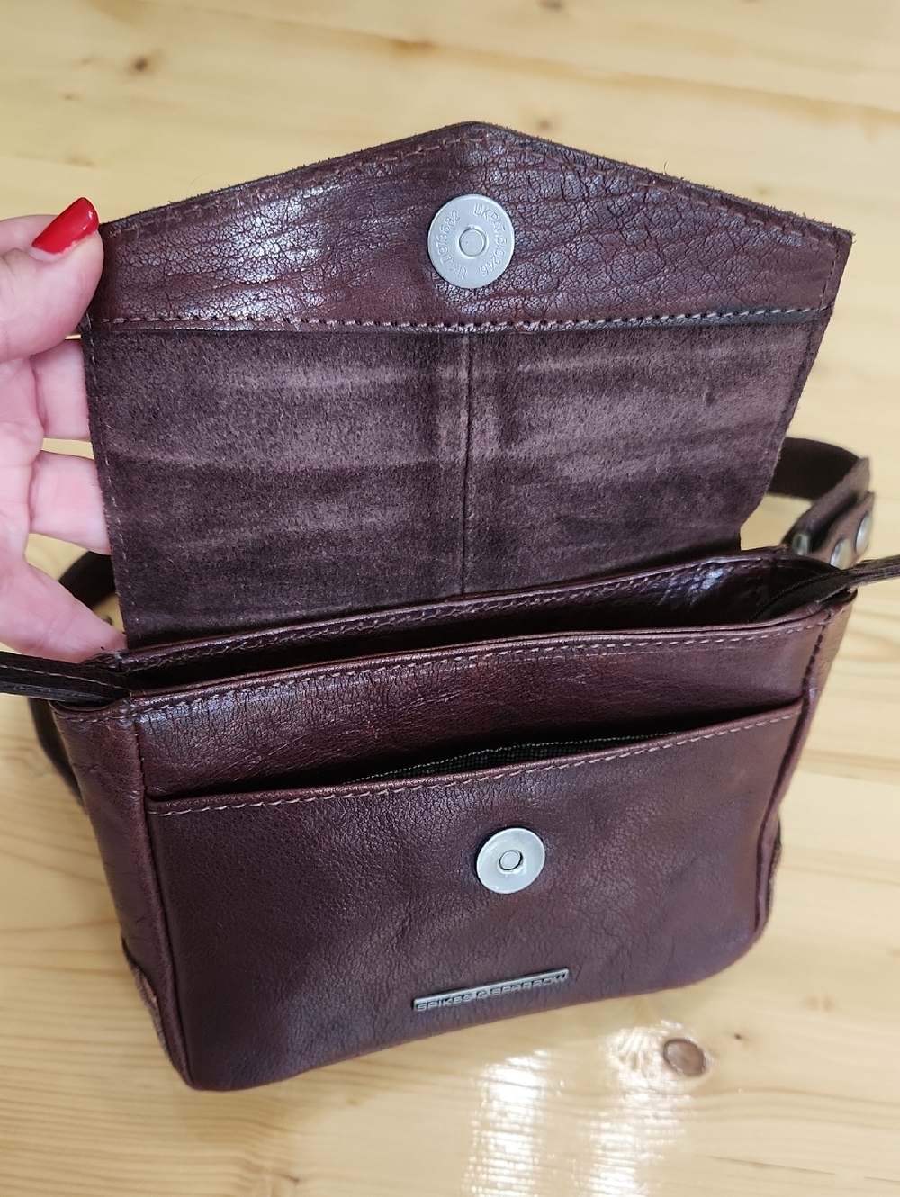 Spikes & Sparrow Leather Crossbody Belt Bag Brown Multi Pocket Fanny Pack Unisex - Picture 6 of 17